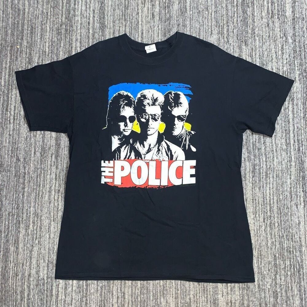 Anvil Men's Large The Police 2007 Tour Shirt Black Short Sleeve Rock T-Shirt‎